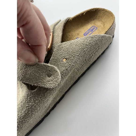 Birkenstock Boston Taupe Soft Footbed Comfort Cork Sole Slip Ons Size 6.5 - Picture 8 of 10